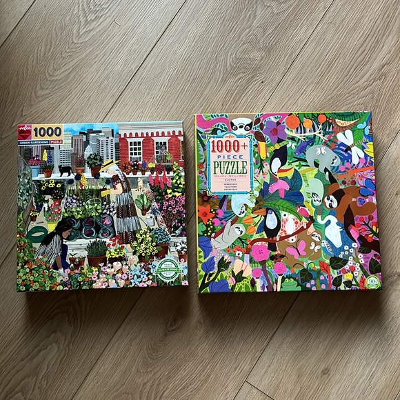 Eeboo 1000+ piece adult puzzle Urban Gardening + Sloths vibrant colors - Picture 7 of 12